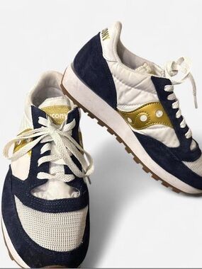 Saucony Navy, White & Gold Retro Runner Sneakers